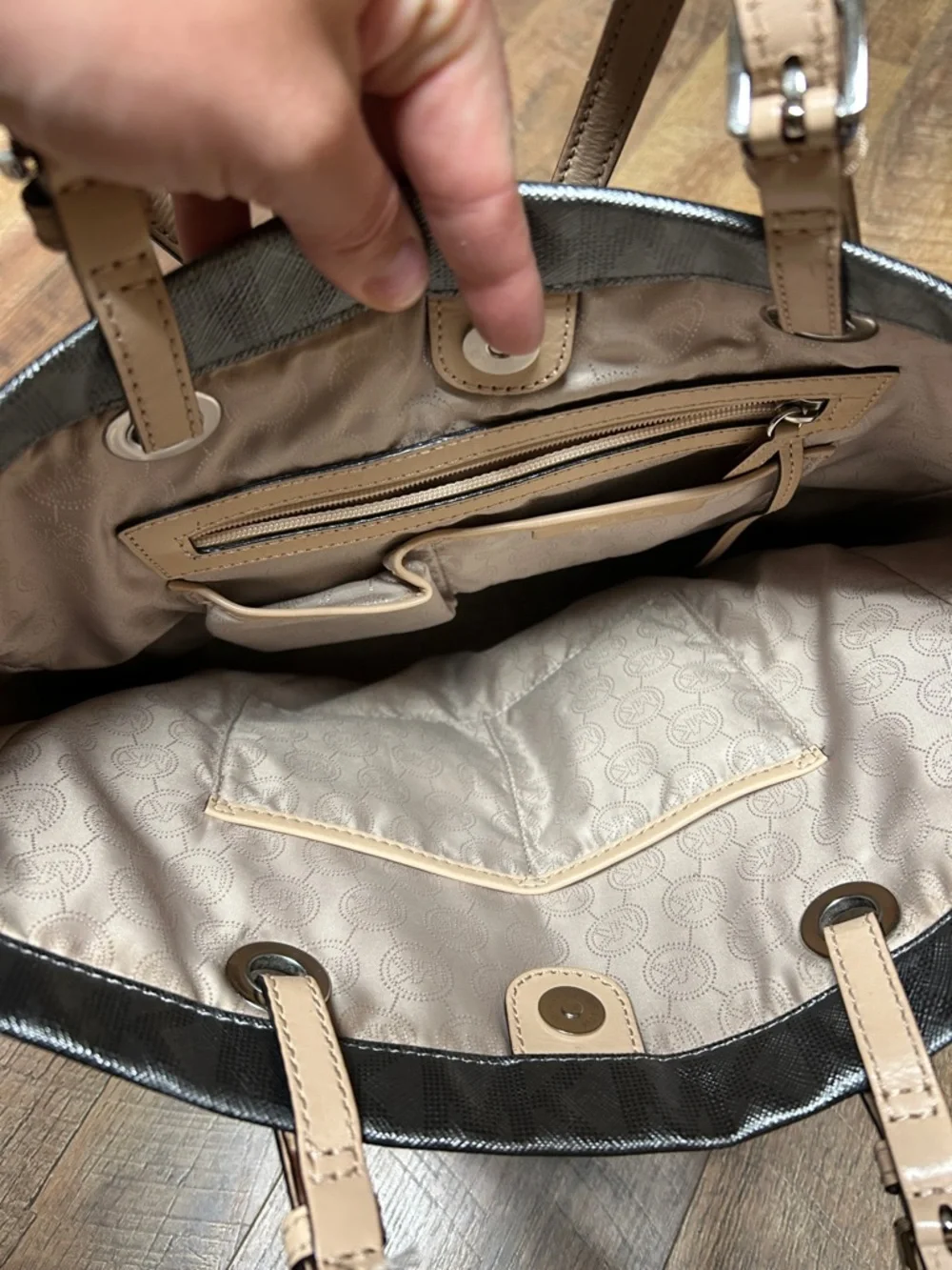 Michael Kors Black Tote with Tan Straps - Picture 3 of 4
